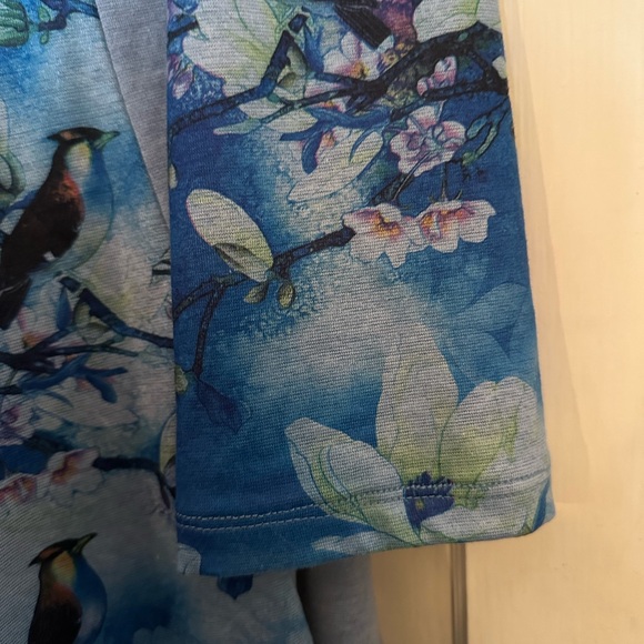 Soft Surroundings Flowers and Birds Draped Cardigan Topper with Hi-Lo hem - Picture 13 of 13